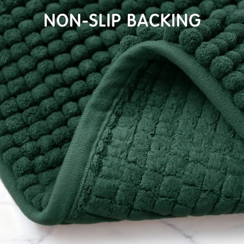 SUBRTEX Bathroom Rugs, 24" x 44" Chenille Bath Rug Soft Short Plush Bath Mat Soft Shower Mat Water Absorbent Shower Mat Quick Dry Machine Washable, Celadon