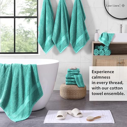 LANE LINEN Towel Set 18 Piece Soft Absorbent Quick Dry 100% Cotton - Teal