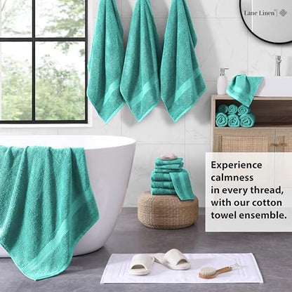 LANE LINEN Towel Set 18 Piece Soft Absorbent Quick Dry 100% Cotton - Teal