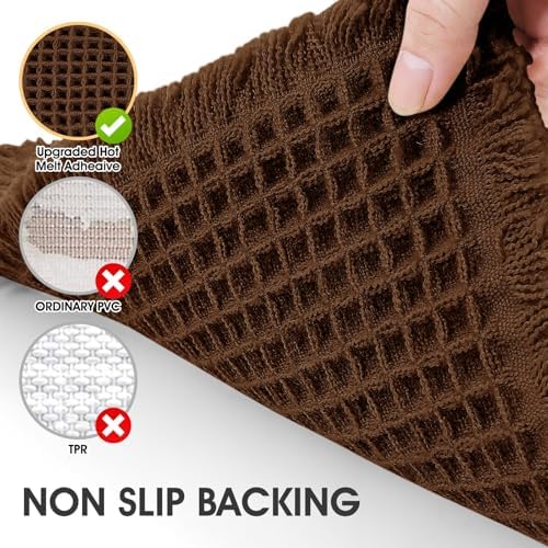 IM HOME Waffle Bath Mat Brown 32"x20", Boho Woven Modern Bath Mat Rugs, Absorbent Non Slip Bathroom Rugs, Soft Washable Bath Rugs with Tassels for Bathroom, Bedroom, Kitchen, Shower, Tub