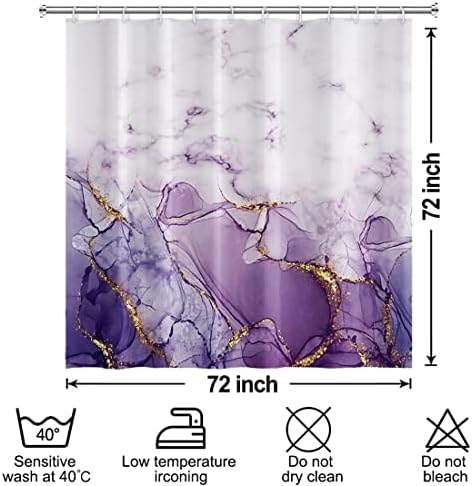 Purple Marble Waterproof Bathroom Shower Curtain 72x72 inches