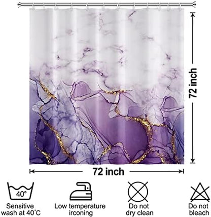 Purple Marble Waterproof Bathroom Shower Curtain 72x72 inches