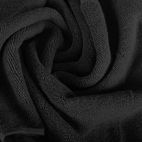 BY LORA Terry Cotton Bath Towel, Hand Towel and Wascloth Set, Charcoal, Set of 8