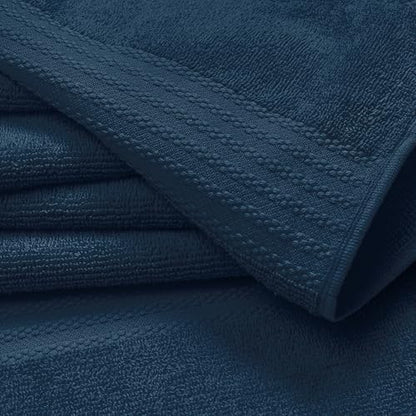 GLAMBURG Premium Cotton Oversized 2 Pack Bath Sheet 35x70-100% Pure Cotton - Ideal for Everyday use - Ultra Soft & Highly Absorbent - Machine Washable - Mineral Blue