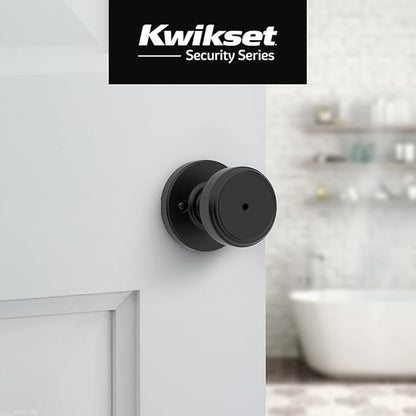 Kwikset Maven Interior Privacy Door Knob with Lock, Round Door Handle for Bathroom and Bedroom, Matte Black Keyless Turn Lock Doorknob, with Microban Protection (Pack of 10)