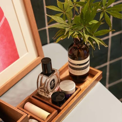 Wood Vanity Tray Set, 6-Piece Countertop Organizer for Small Items