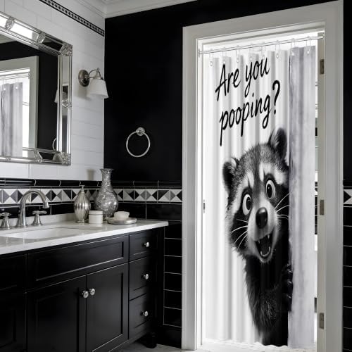 Small Stall Shower Curtain Rv Cute Raccoon, 48 x 72 Inchs