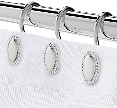 Chrome Shower Curtain Hooks, Anti-Rust Zinc Alloy Bathroom Rings