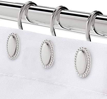 Chrome Shower Curtain Hooks, Anti-Rust Zinc Alloy Bathroom Rings