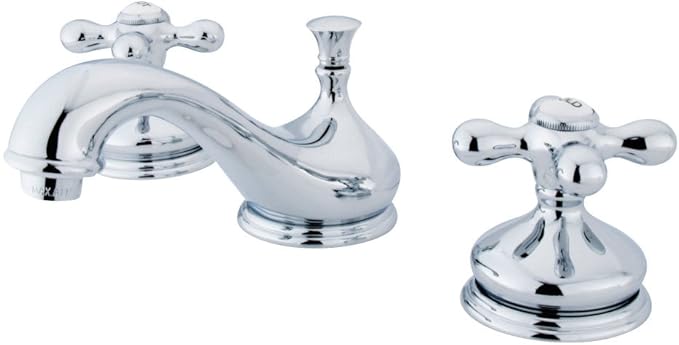 Kingston Brass KS1161AX Heritage Widespread Lavatory Faucet with Metal Cross Handle, Polished Chrome,8-Inch Adjustable Center