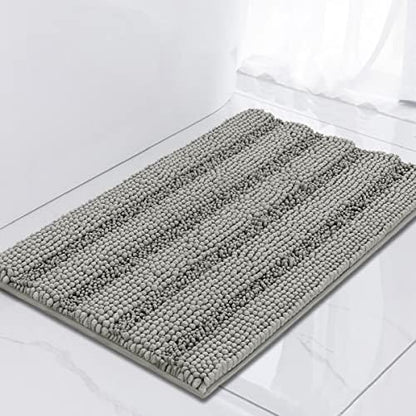 Turquoize Small Bathroom Rug 17x24, Soft Absorbent Chenille Bath Rug, Dove