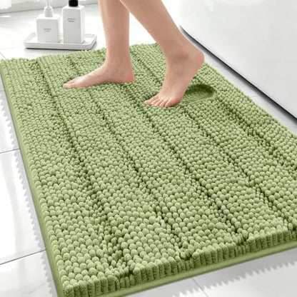 Bcoimo Bath Rug Mat,Sage Chenille High Absorbent Bathroom Mat for Floor Tub
