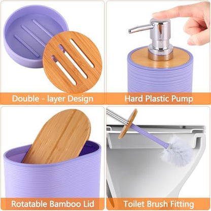 10 PCS Purple Bathroom Accessories Set with Trash Can Bathroom Accessory