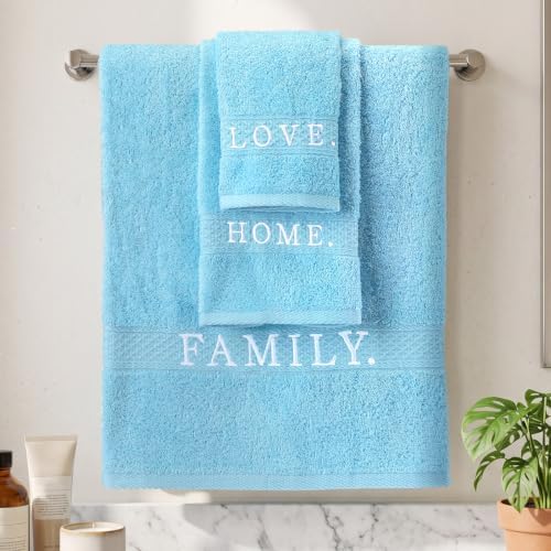 Hahafelt Decorative Bathroom Towel Set, Sky Blue