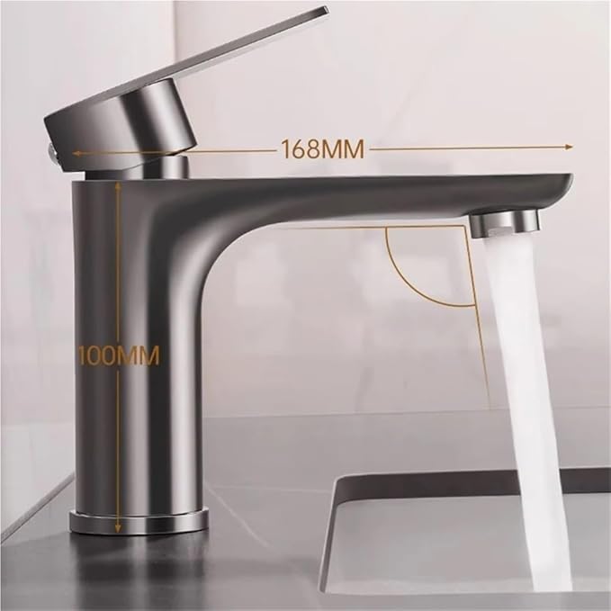 Faucet 304 Stainless Steel Hot and Cold Water Outlet Bathroom Sink Washbasin Faucet Tap﻿(Brushed Gold) Faucet