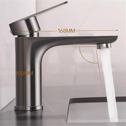 Faucet 304 Stainless Steel Hot and Cold Water Outlet Bathroom Sink Washbasin Faucet Tap﻿(Black) Faucet