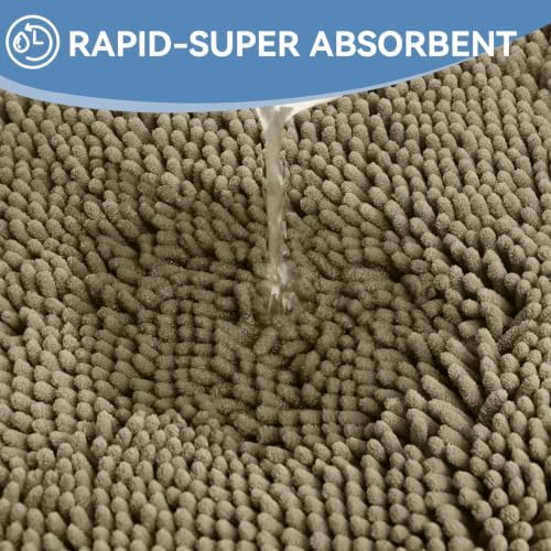 Bcoimo Small Bath Rug Mat,24x17 Chenille High Absorbent Latte Bathroom Mats