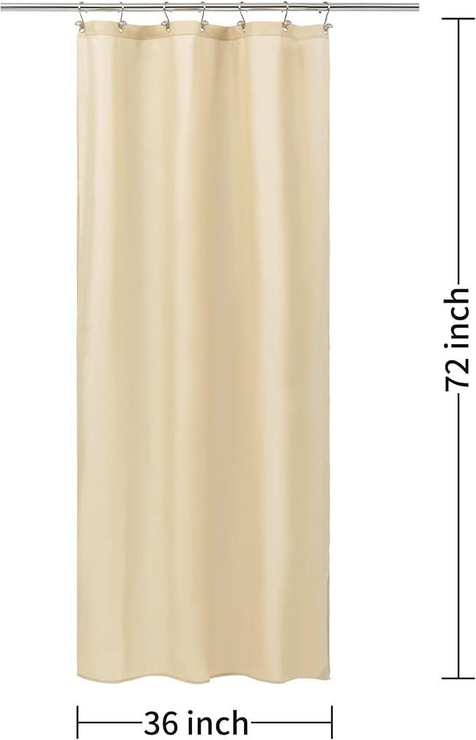 ALYVIA SPRING Stall Waterproof Fabric Shower Curtain or Liner Khaki, 36x72 | 2 Magnets, Soft Cloth & Hotel Quality, Machine Washable, Light-Weight, Stall Size