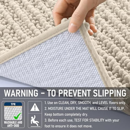 OLANLY Bathroom Runner Rugs 59x24, Thick Soft Absorbent Chenille Bath Rugs