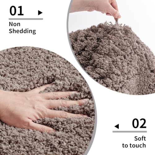 Disolla Taupe Grey Bathroom Rug 20x32 - Non-Slip Plush Thick Bath Mat, Highly Absorbent & Ultra Soft Fluffy Floor Mat, Machine Washable for Shower and Tub