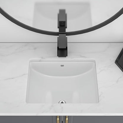 Undermount Bathroom Sink - 18''x14'' White Rectangle Bathroom Sink Porcelain Ceramic Sink Vanity Basin Lavatory Sink Rectangular Vessel Sink, LOF-BS1814