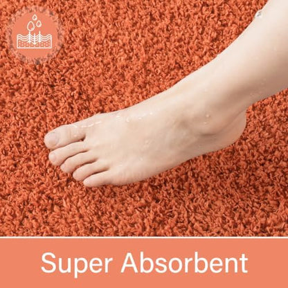 LOCHAS Bathroom Rug Runner 24x48 Inch, Bath Rugs Non Slip, Burnt Orange