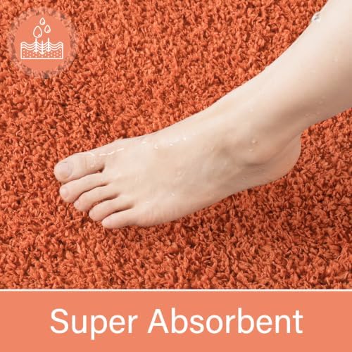 LOCHAS Bathroom Rug Runner 24x70 Inch, Bath Rugs Non Slip, Burnt Orange