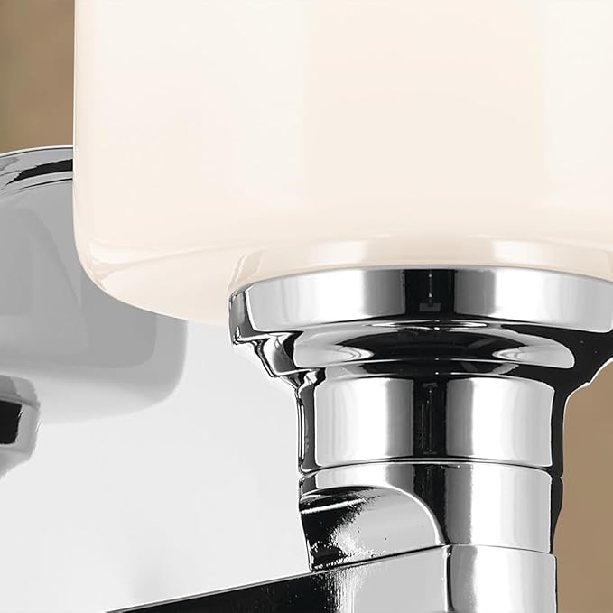 Kichler Gioe 5" 1-Light Wall Sconce with Opal Glass in Chrome, Damp Rated, for Powder Room, Bathroom, Kitchen, Hallway, Bedroom, Fireplace, (5" W x 9.5" H), 55224CH