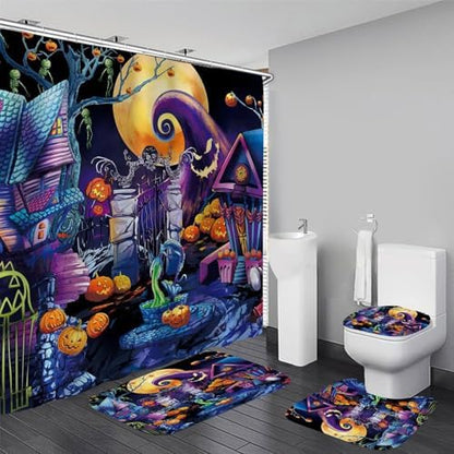 Yddsky Halloween Haunted House Shower Curtain Sets for Bathroom,72x72 in
