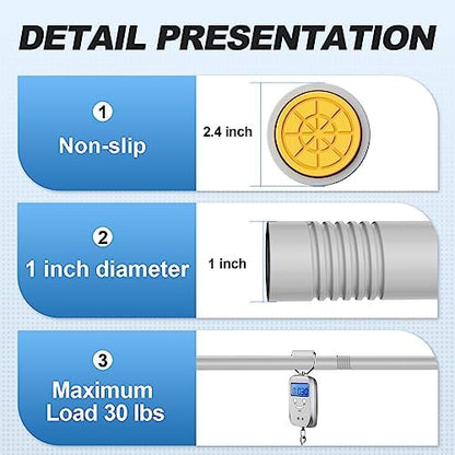 CorkLatta Silver Shower Curtain Rod 31 to 68 Inch,1 Inch Diameter Adjustable Spring Tension Stainless Steel Telescoping Rod,Easy Install,No Rust