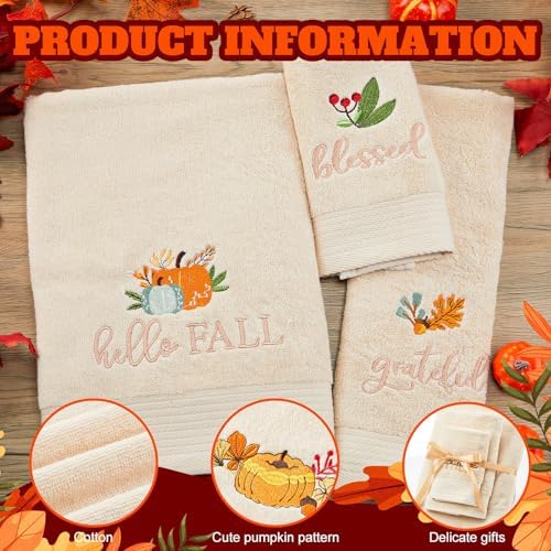 Peryiter 3 Pack Fall Decorative Bath Towel Set