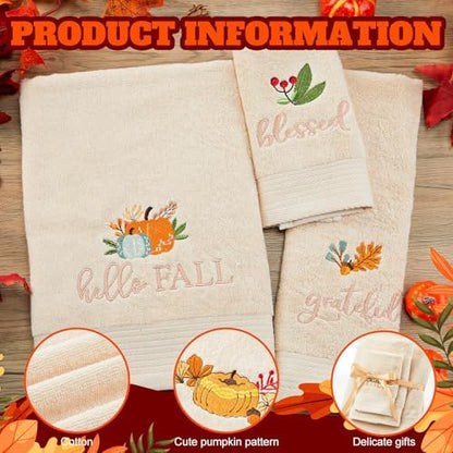 Peryiter 3 Pack Fall Decorative Bath Towel Set