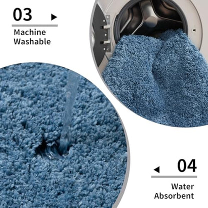 Disolla Blue Bathroom Rug 17x24 - Non-Slip Plush Small Bath Mat, Highly Absorbent & Ultra Soft Fluffy Floor Mat, Machine Washable for Shower and Tub