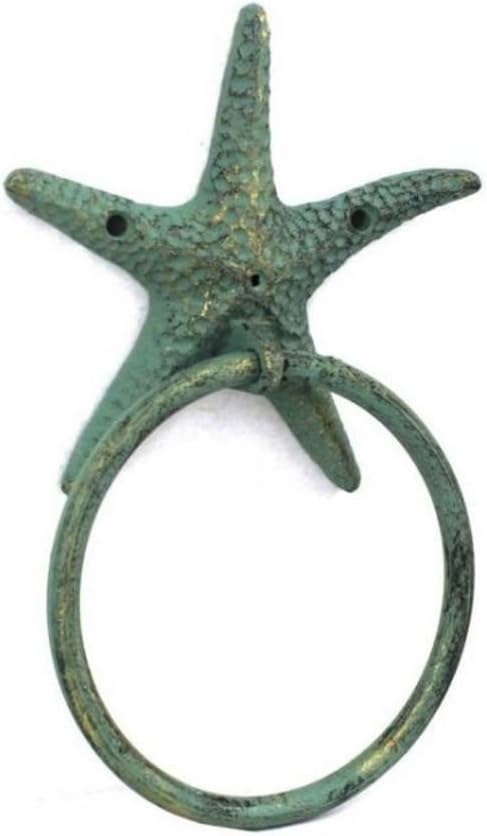 Antique Bronze Cast Iron Starfish Towel Holder 8.5 Inch - Starfish Decoration - Sea Home Decor
