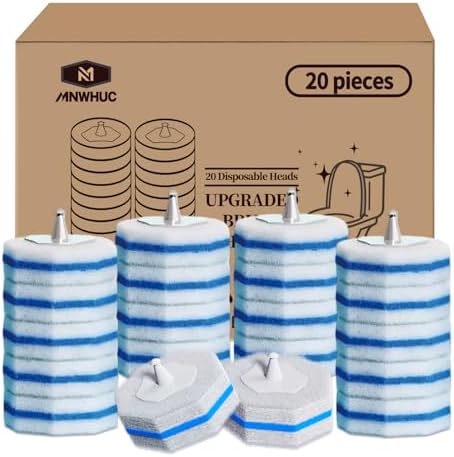 Toilet Bowl Cleaner Wand Refills Compatible with CLOROX, 20 Count Disposable Toilet Brush Refills, Replacement Heads for Toilet Cleaning System, Blue