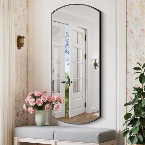 COFENY Bathroom Mirror, 20x48 Inch Black Oval Wall Mounted Mirror with Thin Metal Frame, Modern Bathroom Vanity Mirrors for Over Sink, Entryway, Living Room, Bedroom