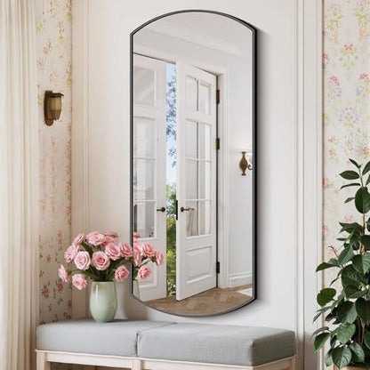 COFENY Bathroom Mirror, 20x48 Inch Black Oval Wall Mounted Mirror with Thin Metal Frame, Modern Bathroom Vanity Mirrors for Over Sink, Entryway, Living Room, Bedroom