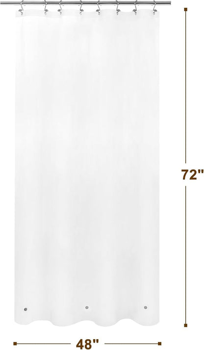 Barossa Design 48" x 72" Frosted Stall Shower Curtain Liner with 3 Magnets - Waterproof PEVA Shower Liner for Small Bathroom Stall, PVC Free, Metal Grommets - Frost, 48x72