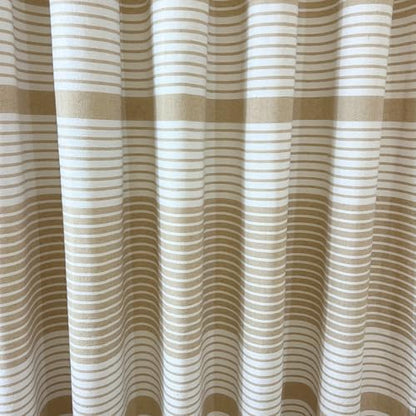 Serafina Home Tan Beige White Striped Cotton Bathroom Shower Curtain