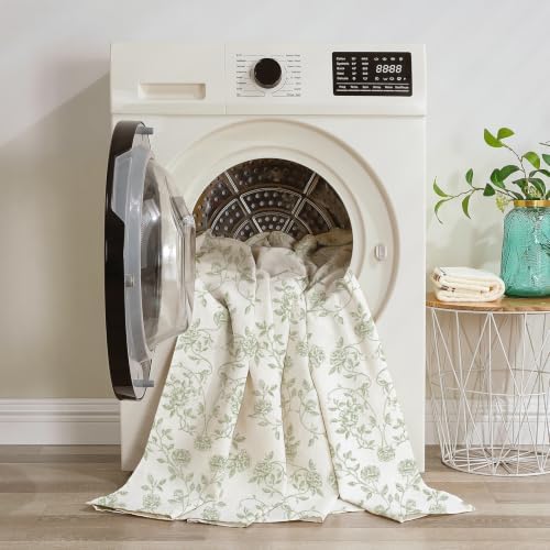 MitoVilla Sage Green Floral Shower Curtain, Farmhouse Poly-Cotton, 72x72