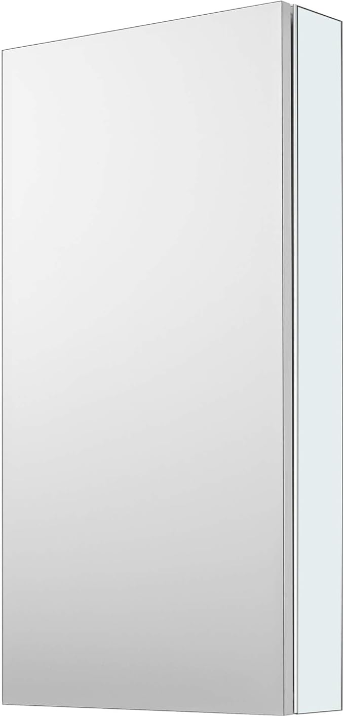 Sunrosa Aluminum Bathroom Medicine Cabinet with Mirror Door, Wall-mountable and Recessed-in Mirror Cabinet, 1 Door Medicine Cabinet Organizer (18"×27.5"×4.75"[SingleDoor])