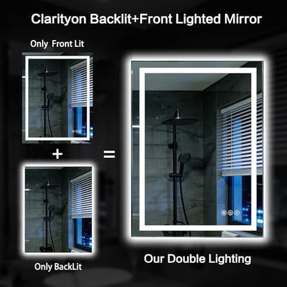40"x 30" LED Bathroom Mirror with Lights, 90CRI Anti-Fog Wall Vanity Mirror