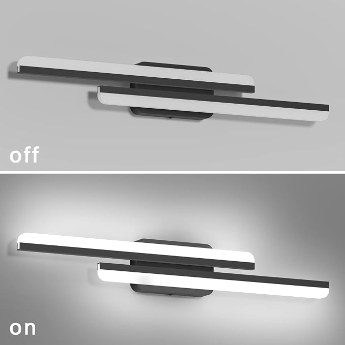 Ralbay 32" Black Bathroom Vanity Lights 36W Frosted Aluminum Modern LED Matte Black Vanity Light for Bathroom Lighting Fixtures White Light 6000K Black 32 inch