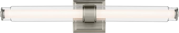Kichler Laurene LED Bath Bar Light, Brushed Nickel | Linear vanity light with clear glass for mirrors and vanities (26.5" x 5"), 55238NILED