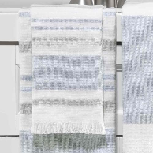 IZOD - Towels, 3pc Striped Towel Set, Soft & Absorbent Cotton, Dorm Room Essentials (Clubhouse Collection, Blue)