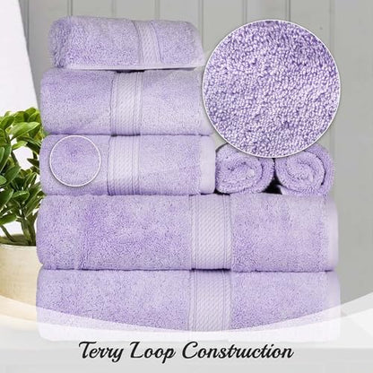 Superior Egyptian Cotton 800 GSM Plush & Absorbent, 9 Piece Set, Purple