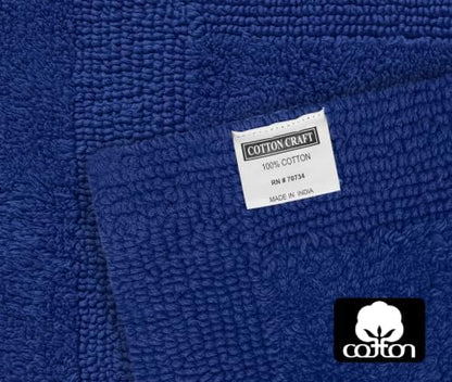 COTTON CRAFT Bath Rugs - 2 Pack Large 20x30 Soft Plush Bath Mats - Blue
