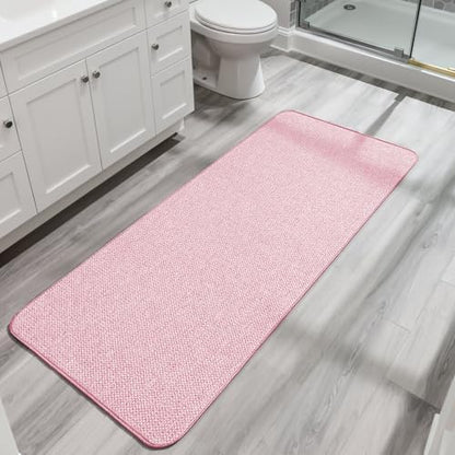 Bosap Bath Mat,Ultra Thin Bathroom Runner Rugs,Large Bath Mats for Bathroom,Quick Dry,Non-Slip,Machine Washable,Low Pile,Bath Rug,Shower Outside,Sink,Home Decor Accessories.Pink,3'x4'(36x48inch)