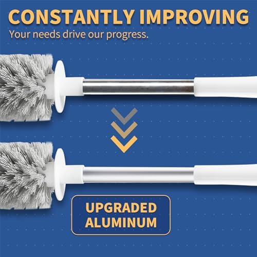 BOOMJOY Toilet Brush and Holder Set, Toilet Bowl Cleaner Brush, Toilet Scrubber Brush with Tweezers for Bathroom Cleaning, RV Accessories and House Organization Must-Haves - White