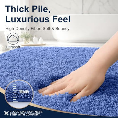 OLANLY Microfiber Bathroom Runner Rug 47x24, Soft Bath Mat, Cornflower Blue